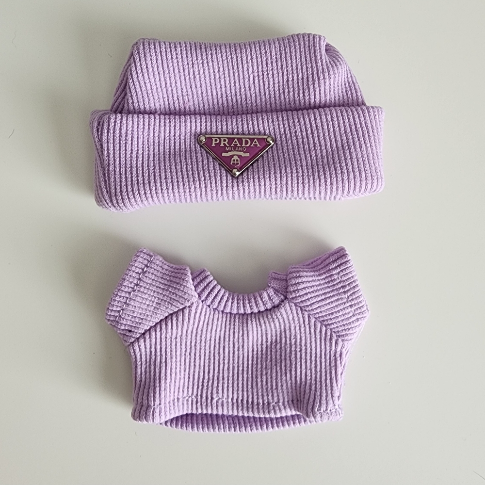 LABUBU Lilac Beanie and Sweater Set